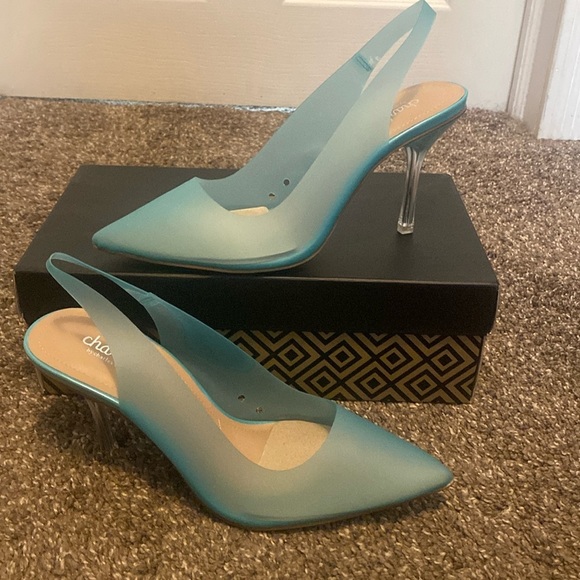 Charles By Charles David | Shoes | Turquoise See Through  Charles David Turquoise Frosted Vinyl Slingback Heels sz 9 NIB